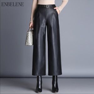 Faux Leather wide pants